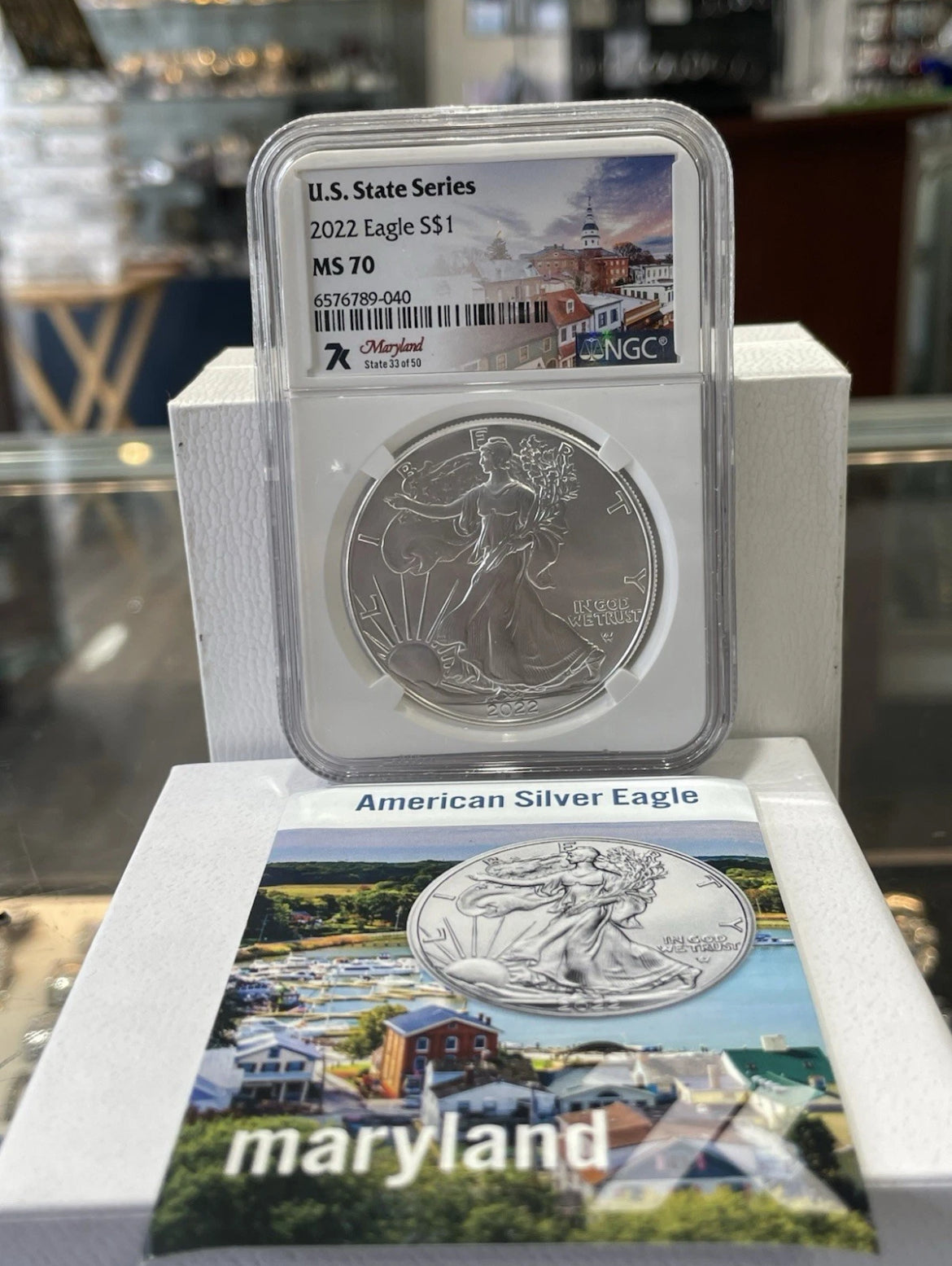 U.S. State Series 2022 Silver Eagle $1  Maryland NGC MS70