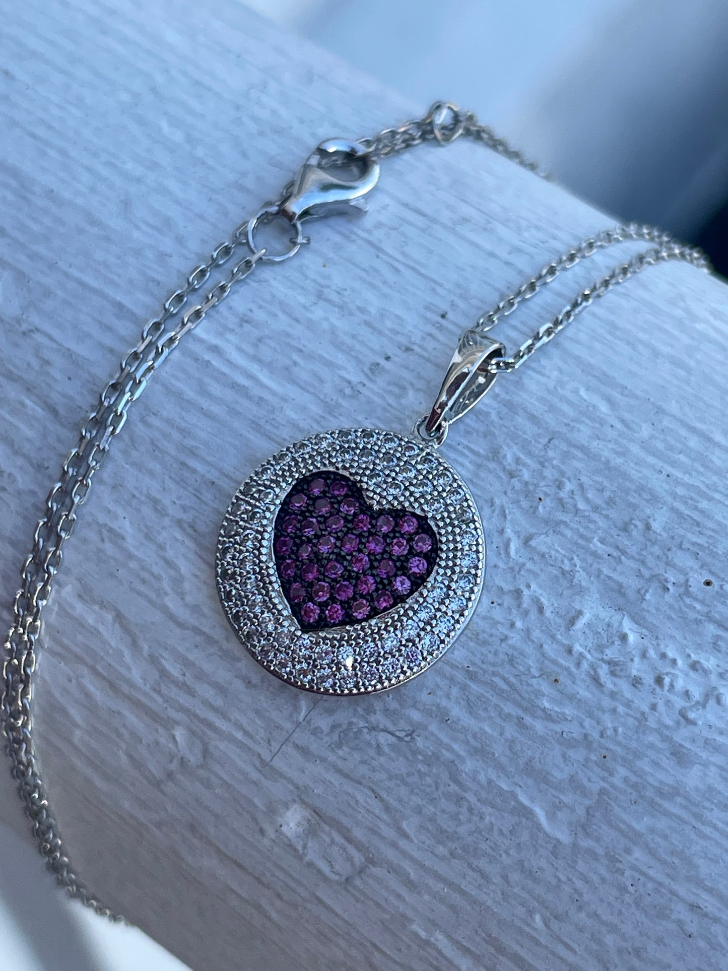 925 Sterling Silver All Heart Logo Micro Pavé Disc Necklace