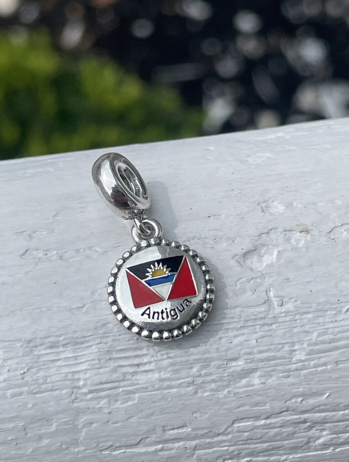 Rare PANDORA Country Of Antigua & Barbuda EXCLUSIVE Flag Enamel Dangle CHARM