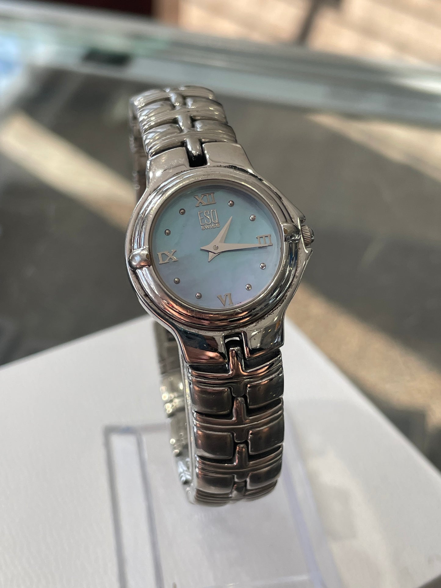 Ladies ESQ Stainless Steel Blue Mother of Pearl face watch