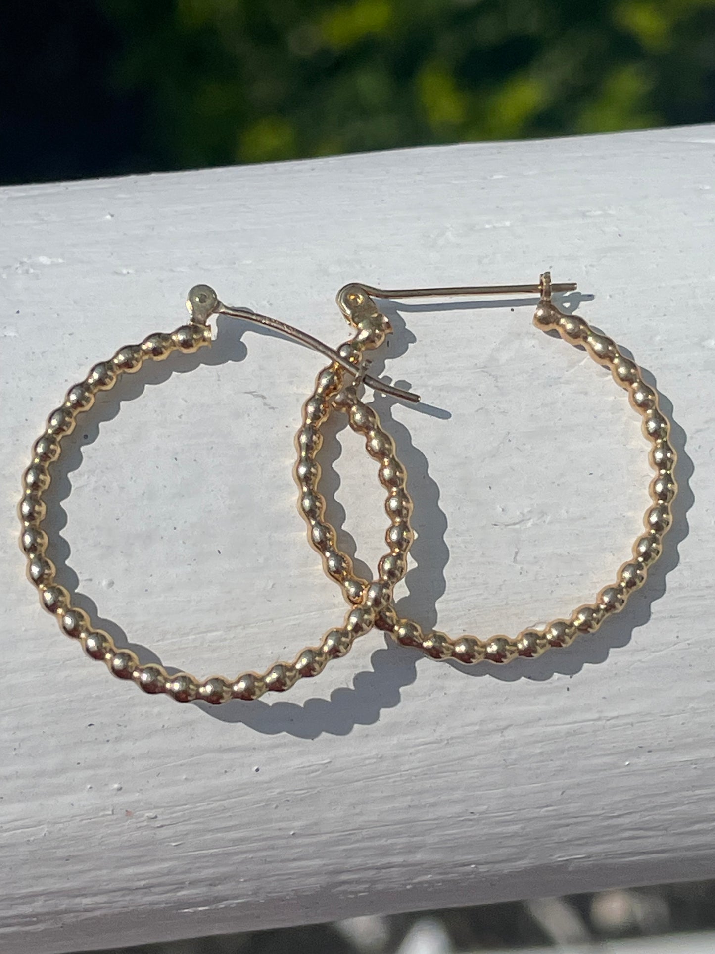 10k Gold Beaded Hoop Earrings