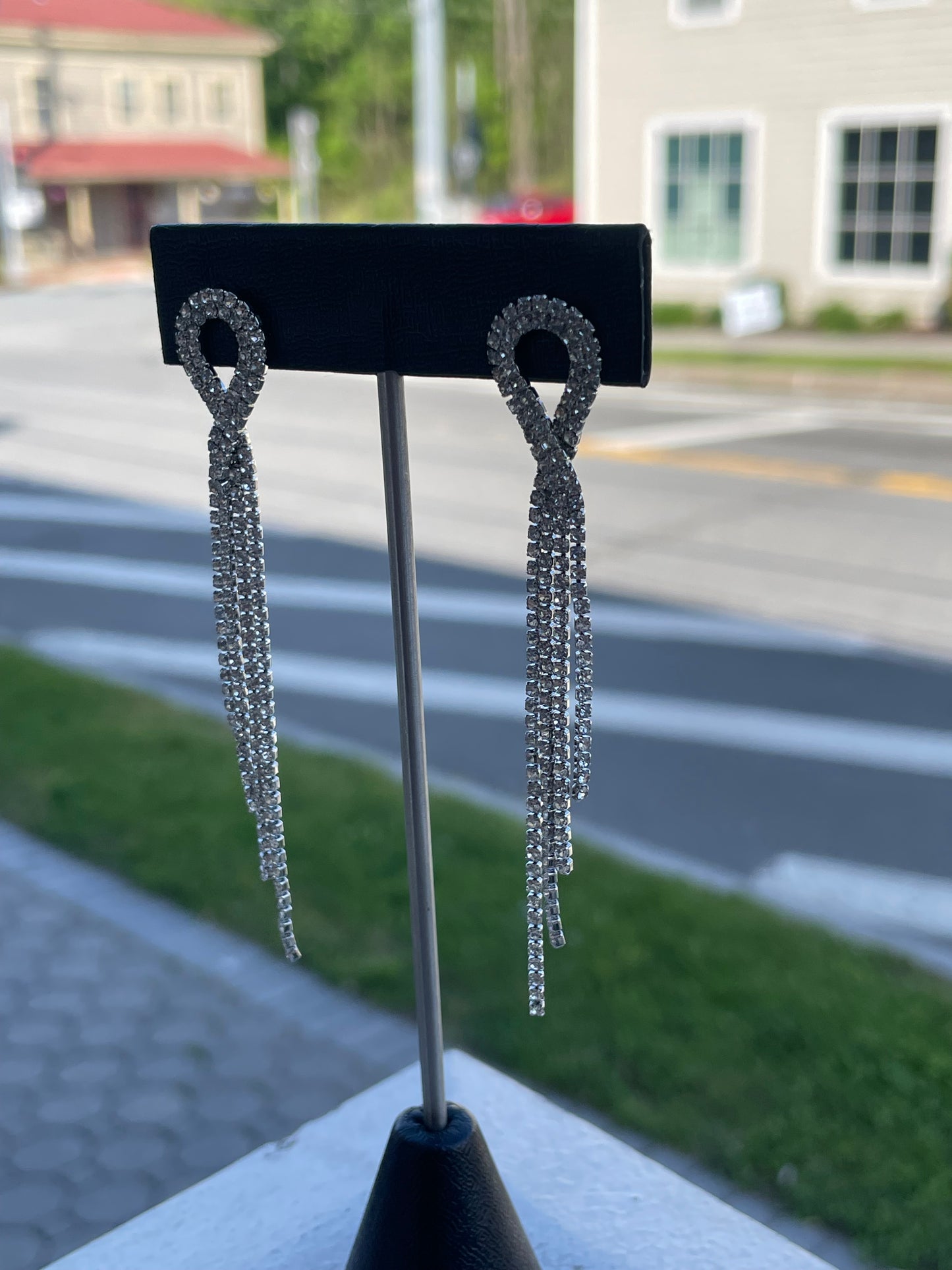 Silver Plated Clear Crystal Chandelier Dangle Earrings