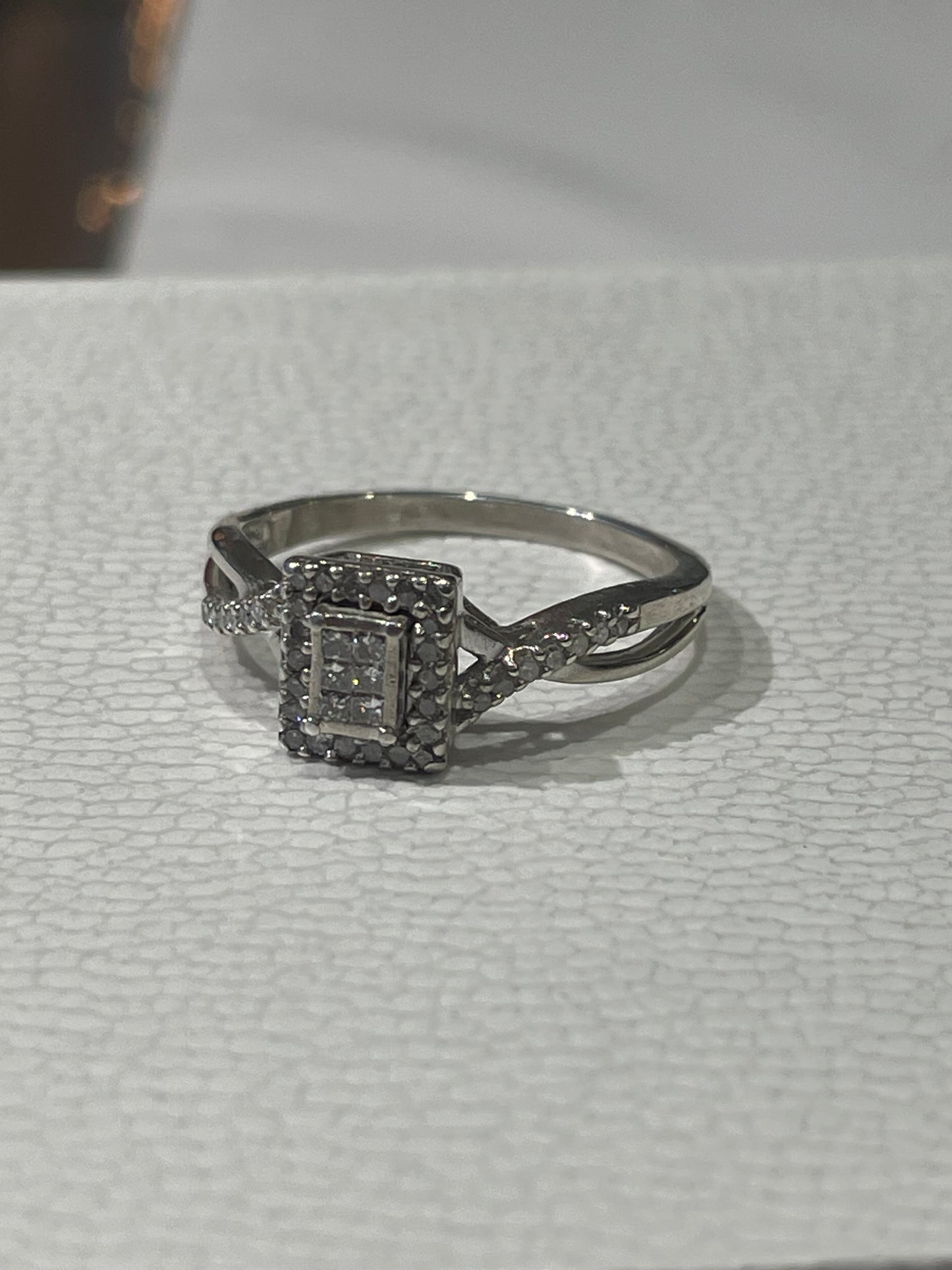 925 Sterling Silver Diamond Cluster Ring Size 8