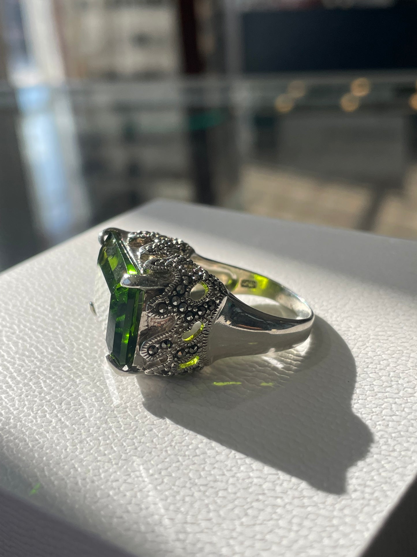 Large Chrome Diopside 925 Sterling Silver Ring