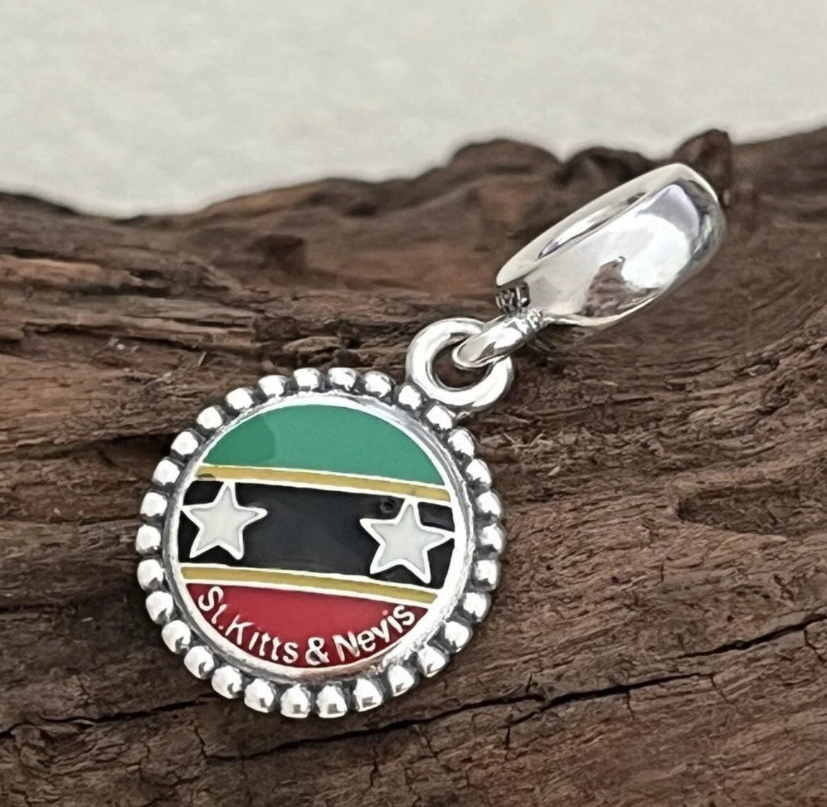 Pandora St. Kitts & Nevis Flag Island Country Exclusive Travel Vacation Dangle Charm