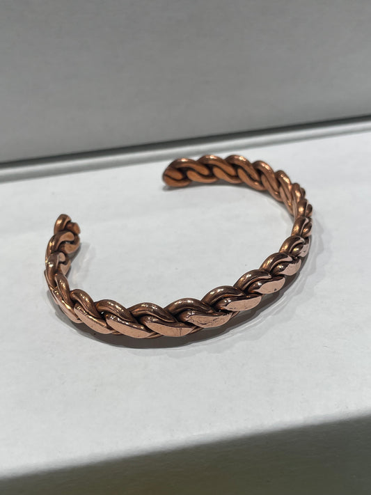 Pure Copper Braided Cuff Bracelet Open Size