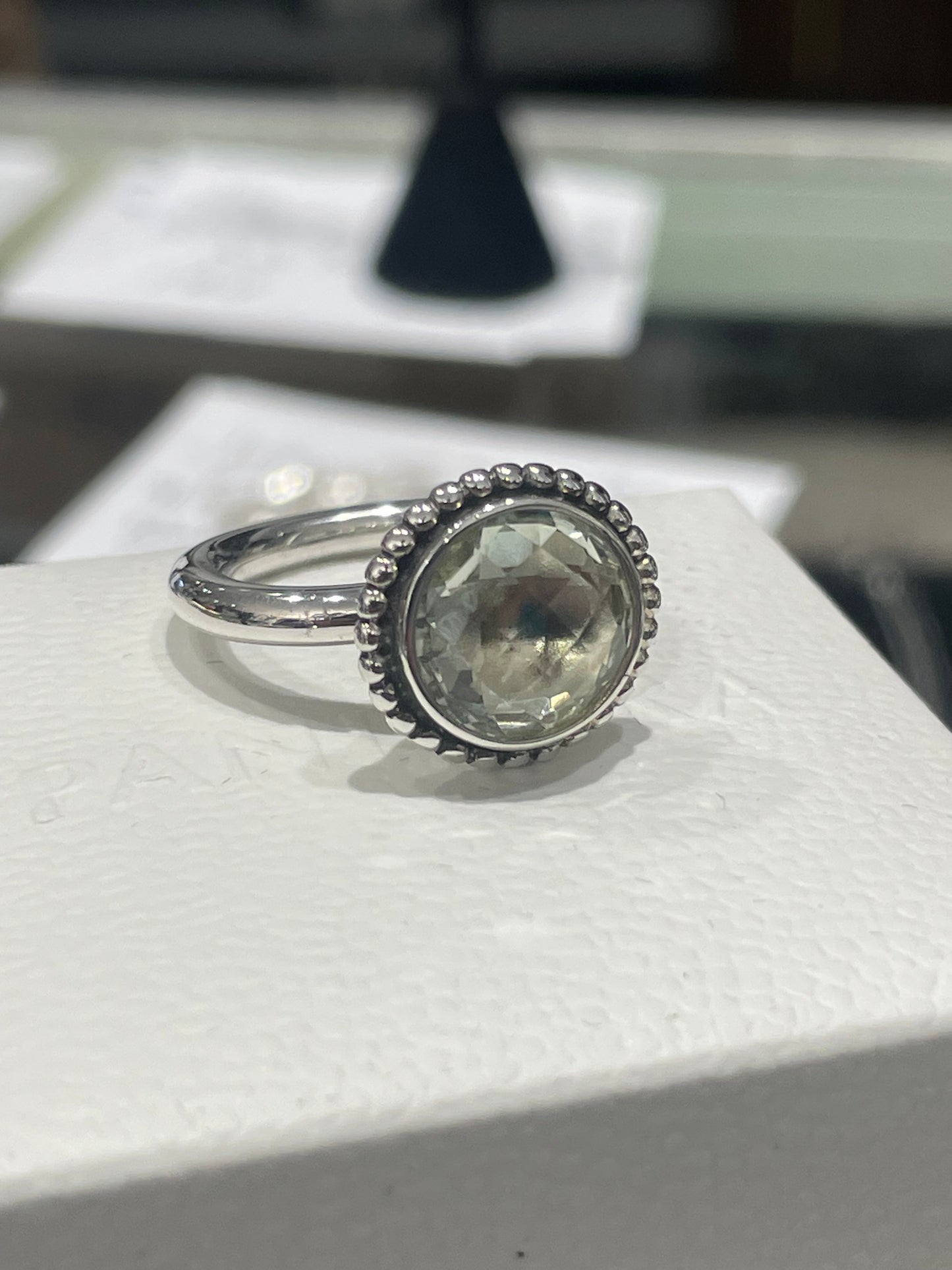 Retired Pandora Autumn Sky Ring Green Amethyst Size 6