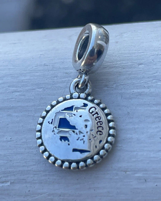 Pandora Greece Country Map Flag Exclusive Travel Dangle Charm