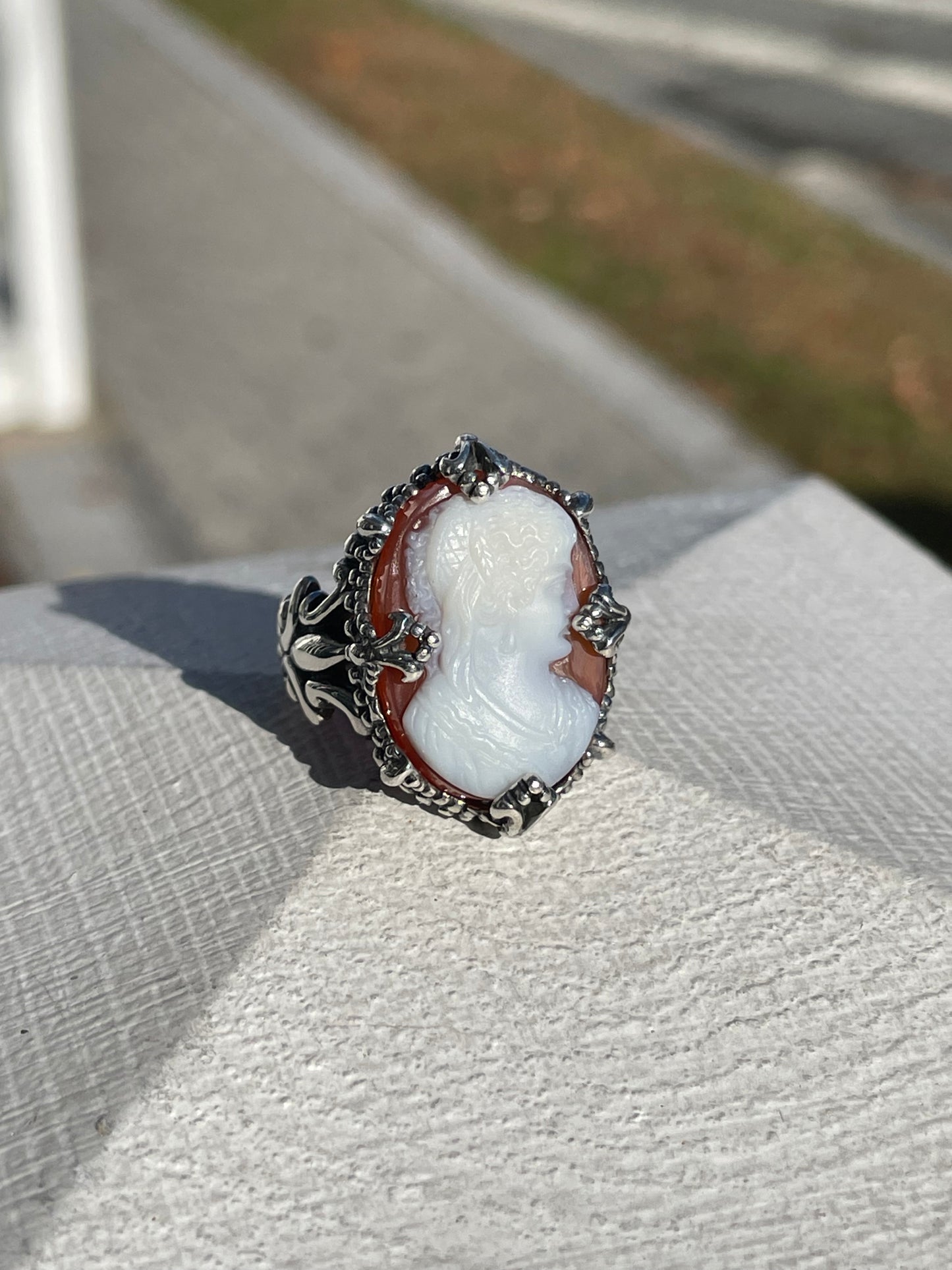 925 Sterling Silver Designer Carolyn Pollack Large Cameo Ring Size 10