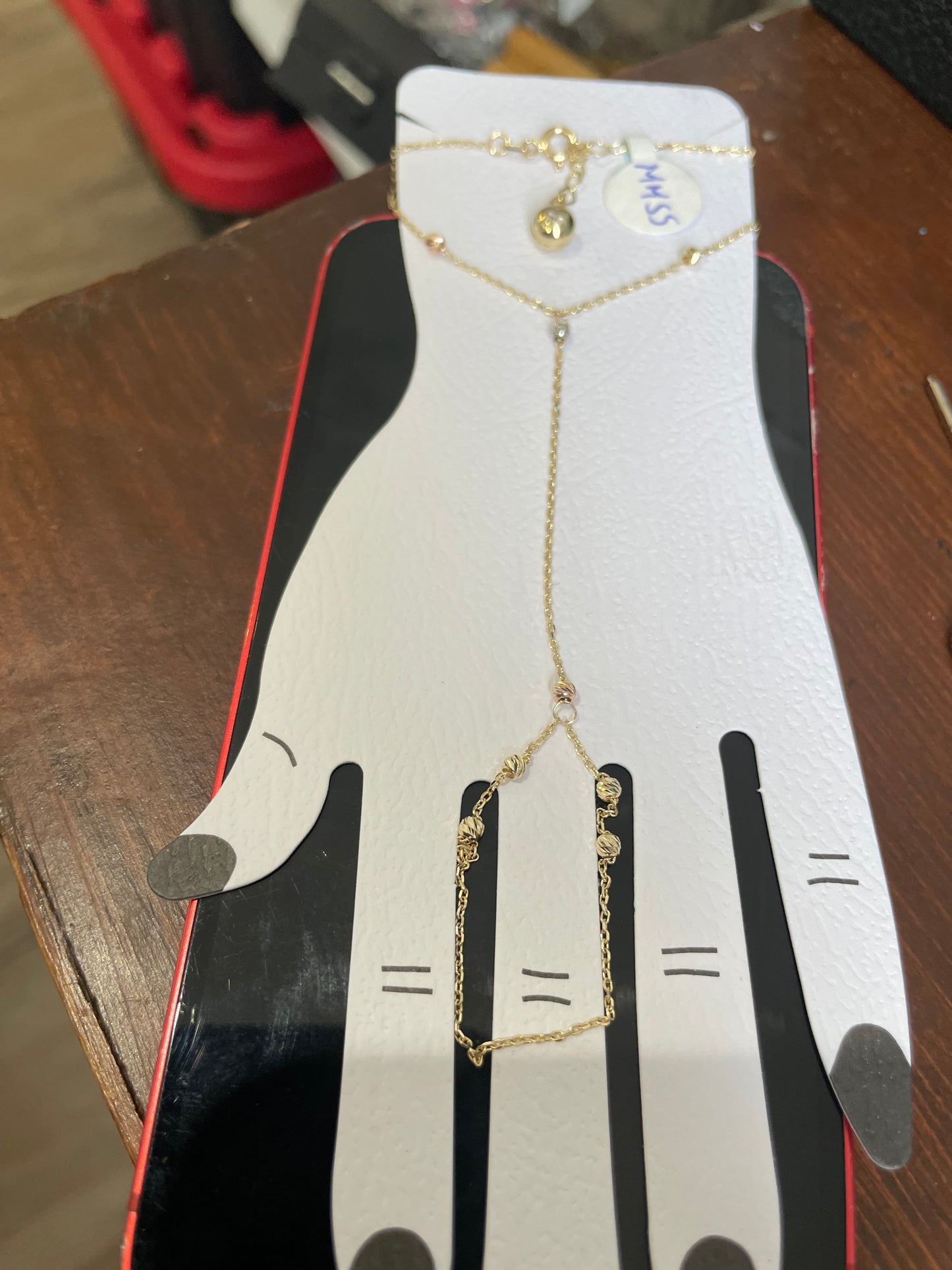 14k Gold Moon-cut Bead and Bracelet Attached Combo Set