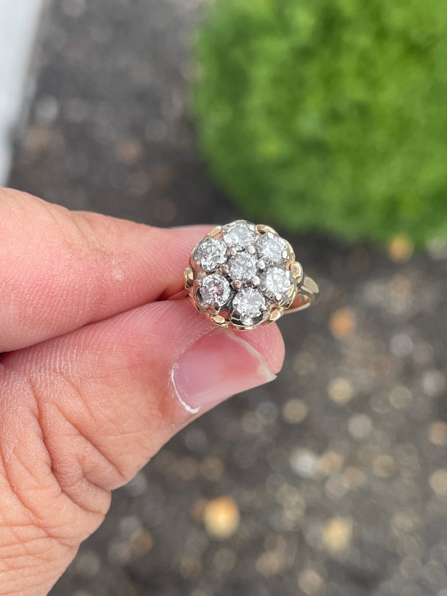 14k Gold 1.40ct Natural Diamond Cluster Ring Size 5.75