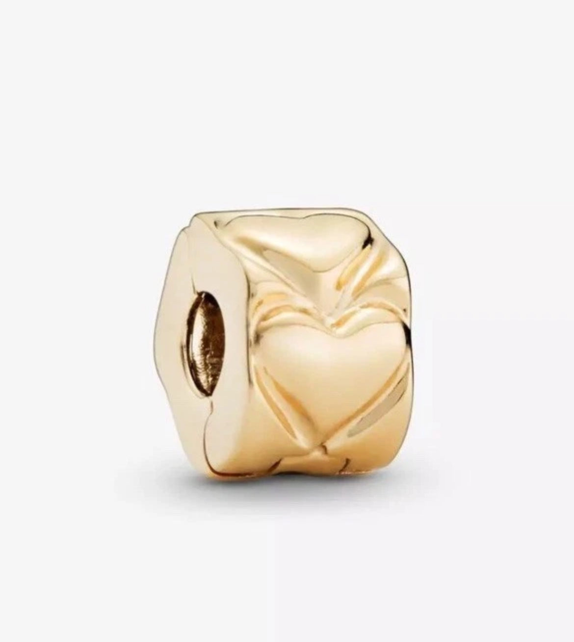 Retired Pandora Solid 14k Yellow Gold Heart Clip Charm 750243
