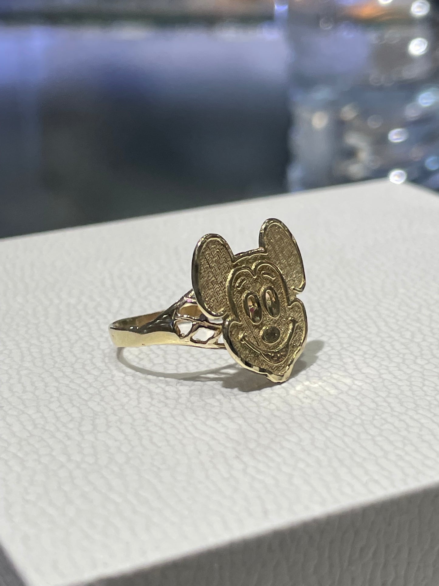 10k Gold Vintage 90s Mickey Mouse Head Signet Ring Size 7