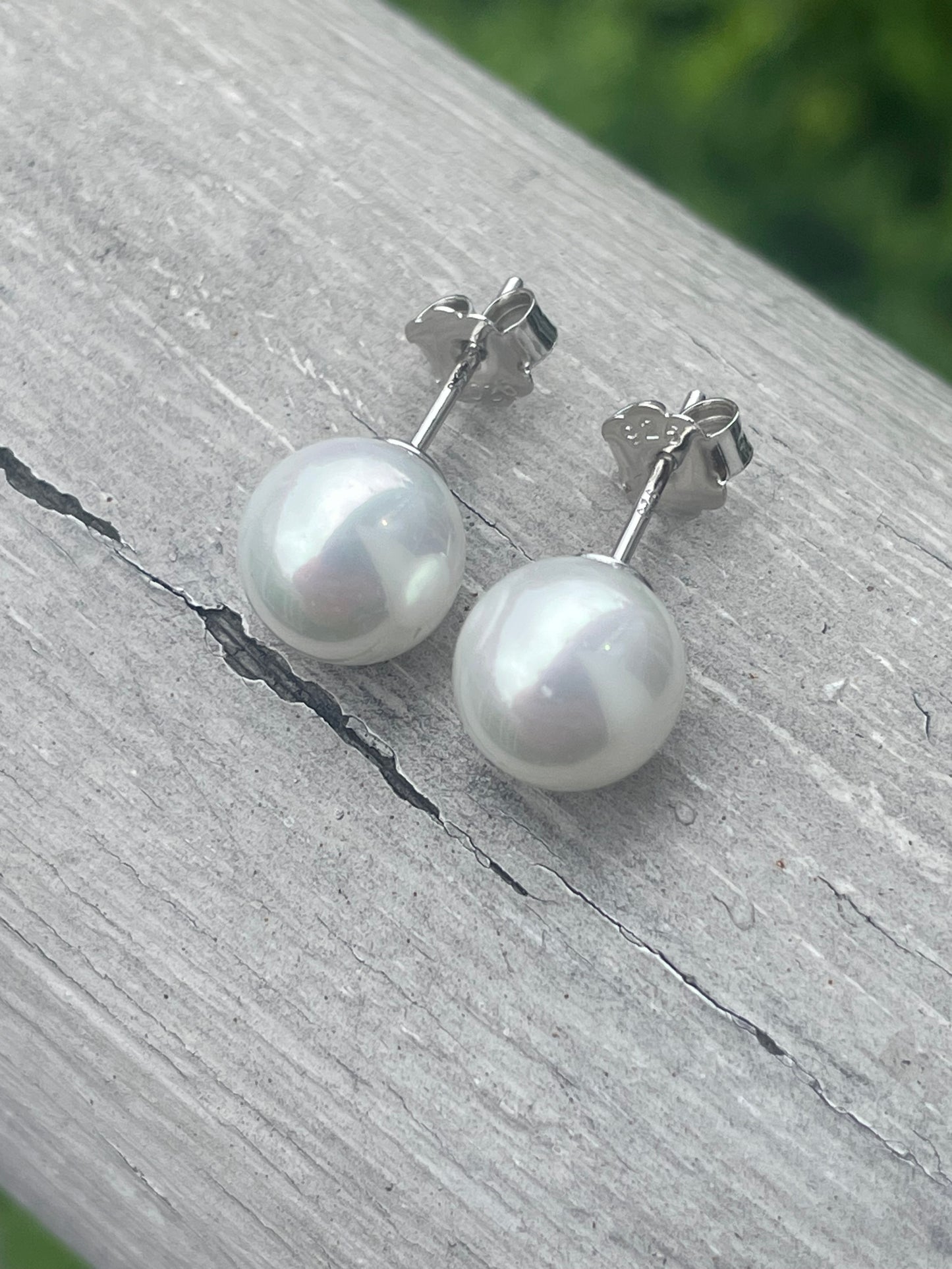 925 Sterling Silver 10mm Freshwater Pearl Stud Earrings