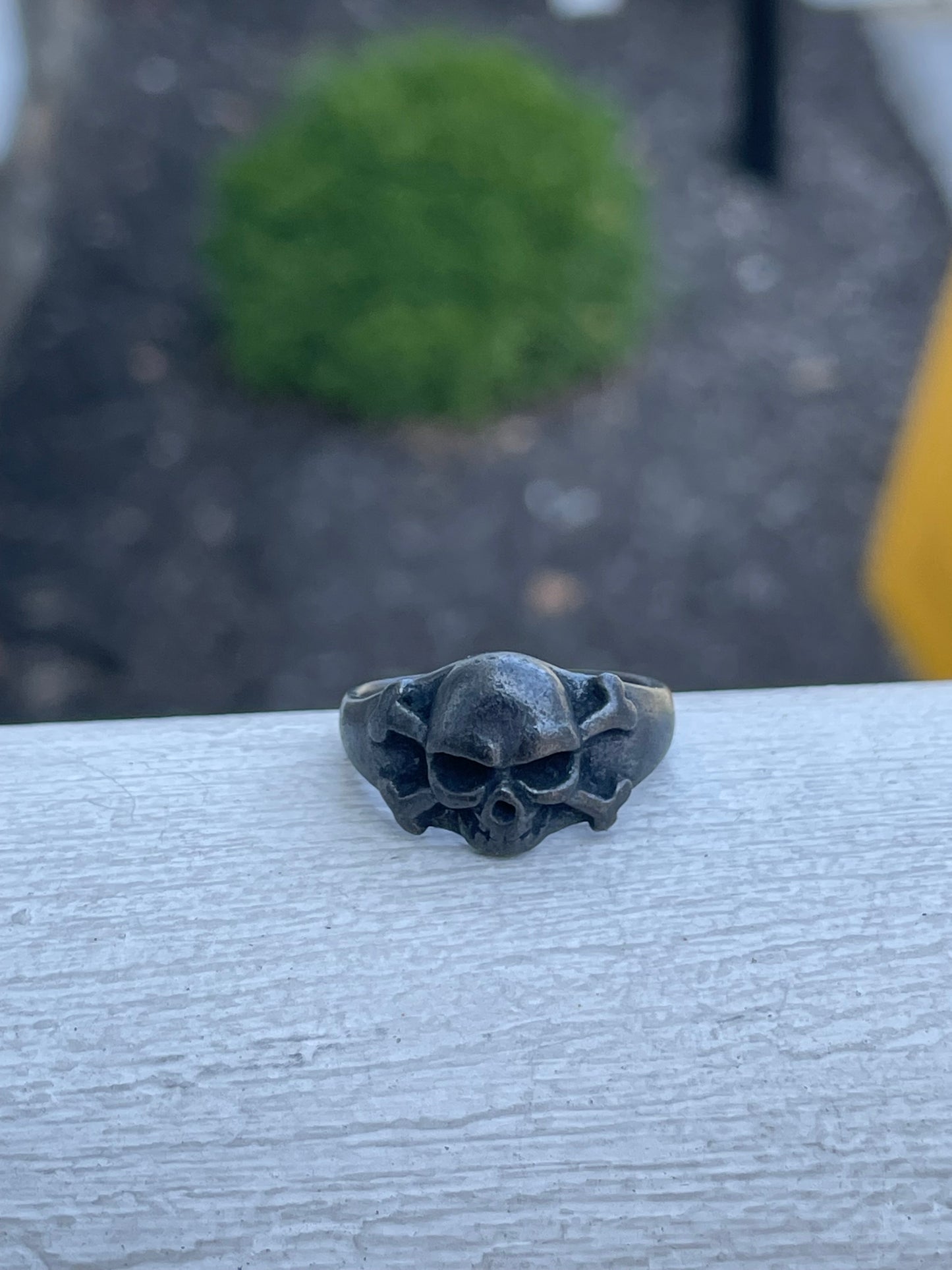 925 Oxidized Sterling Silver Skull Crossbones Ring Size 9