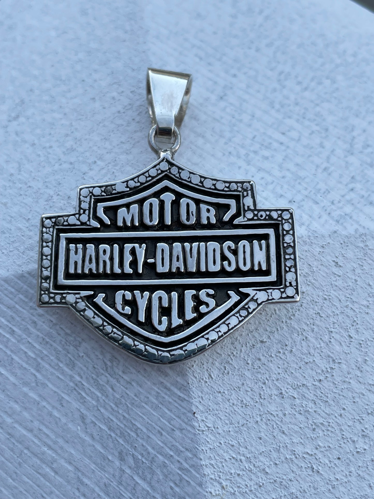 925 Sterling Silver Large Harley Davidson Signet Shield Pendant