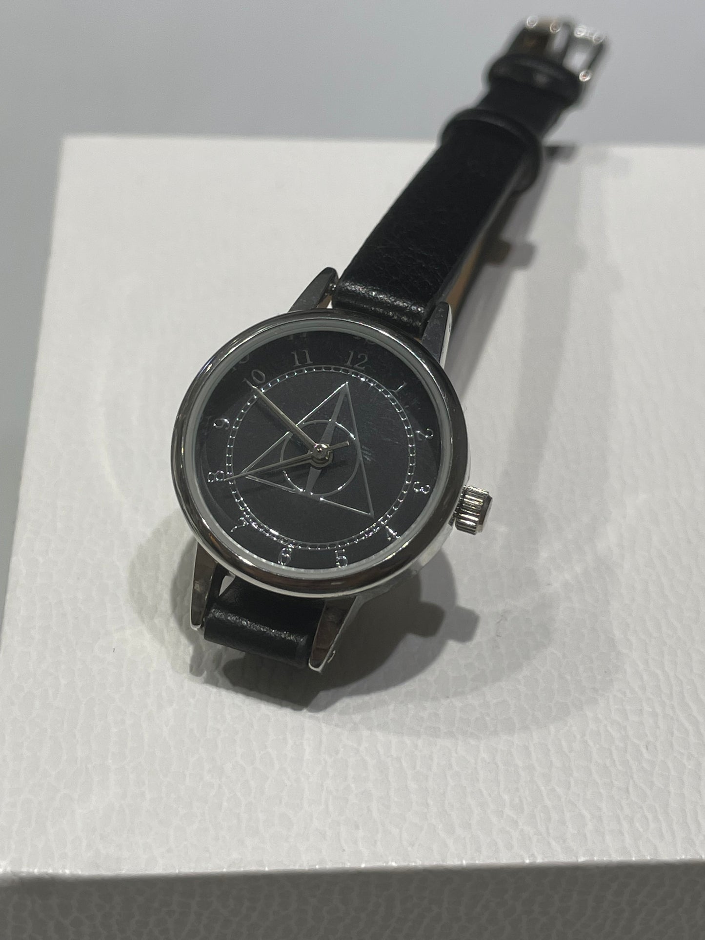 Ladies Harry Potter Deathly Hallows Black Leather Wristwatch