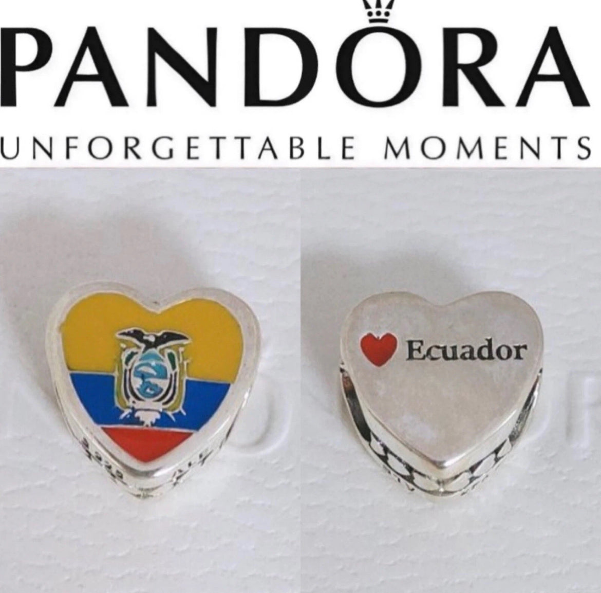 Pandora Ecuador Country Heart Flag Exclusive Travel Charm
