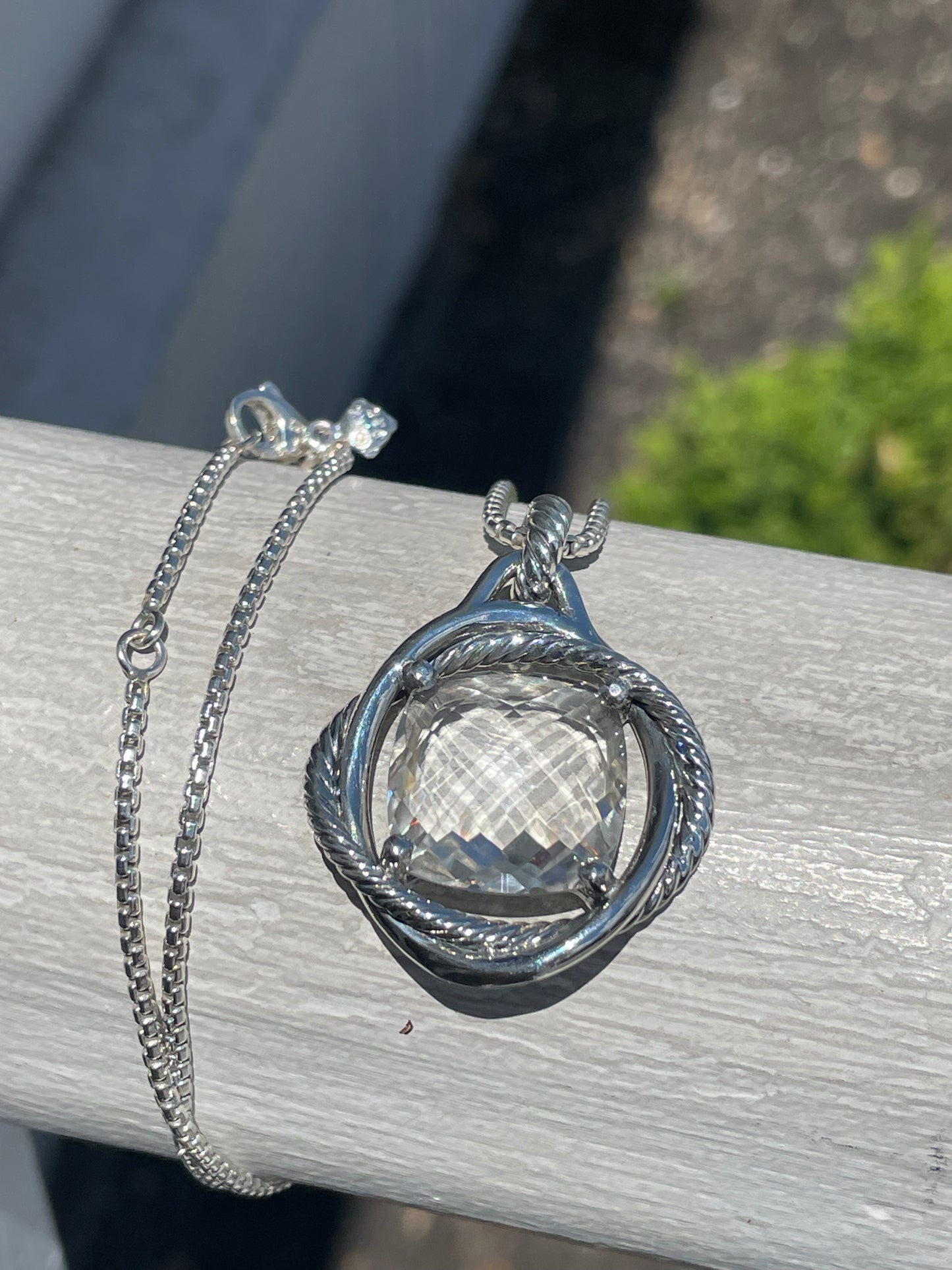 David Yurman White Topaz Infinity Necklace 17”