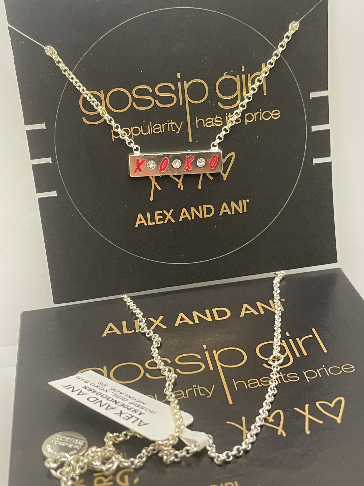 Alex and Ani Gossip Girl XOXO Silver Necklace 19” Adjustable NWT