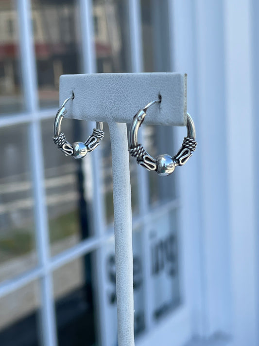 925 Sterling Silver Small Bali Hoop Earrings