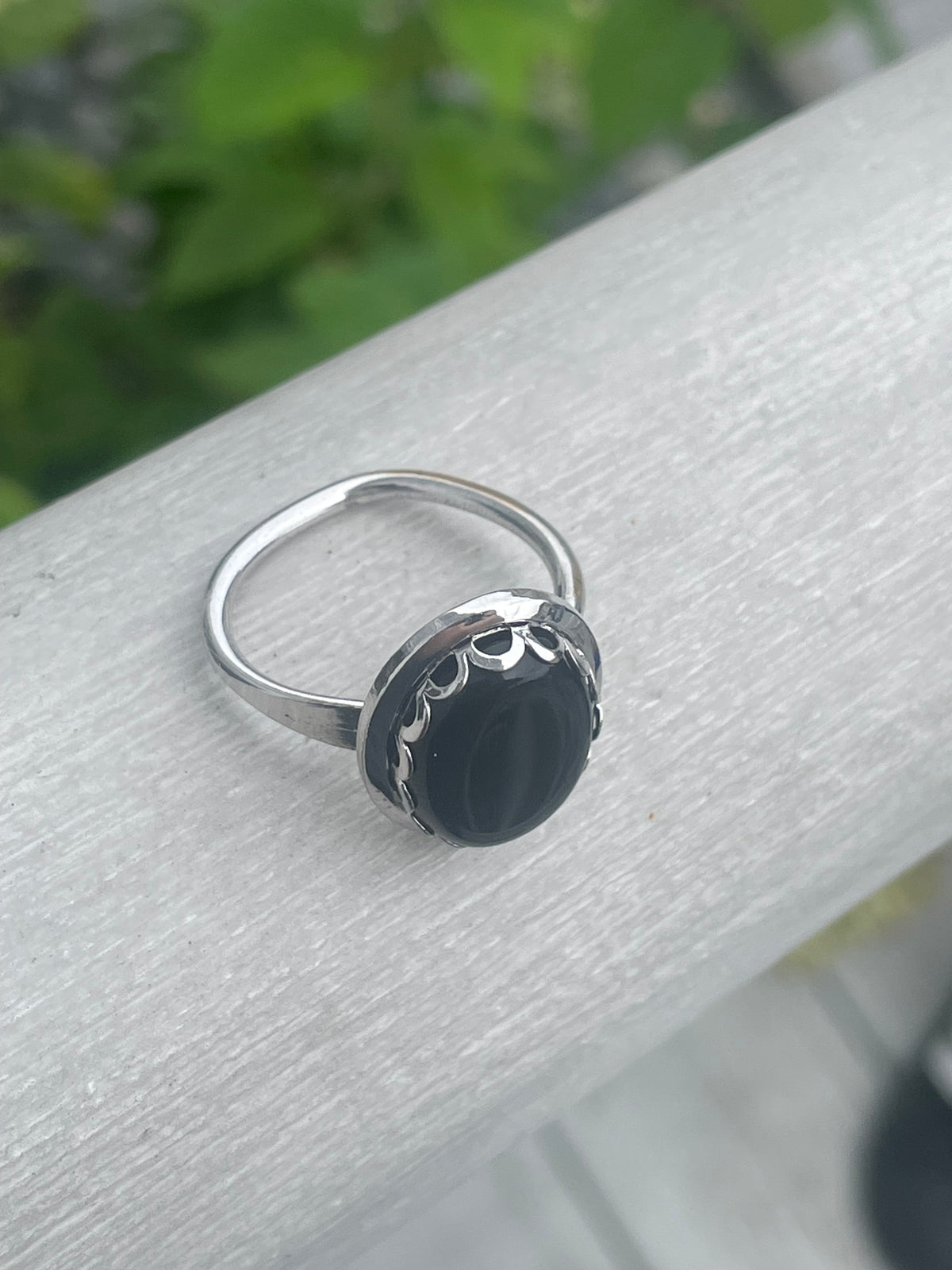 Designer Wesley Emmons Open Size 925 Sterling Silver Onyx Ring