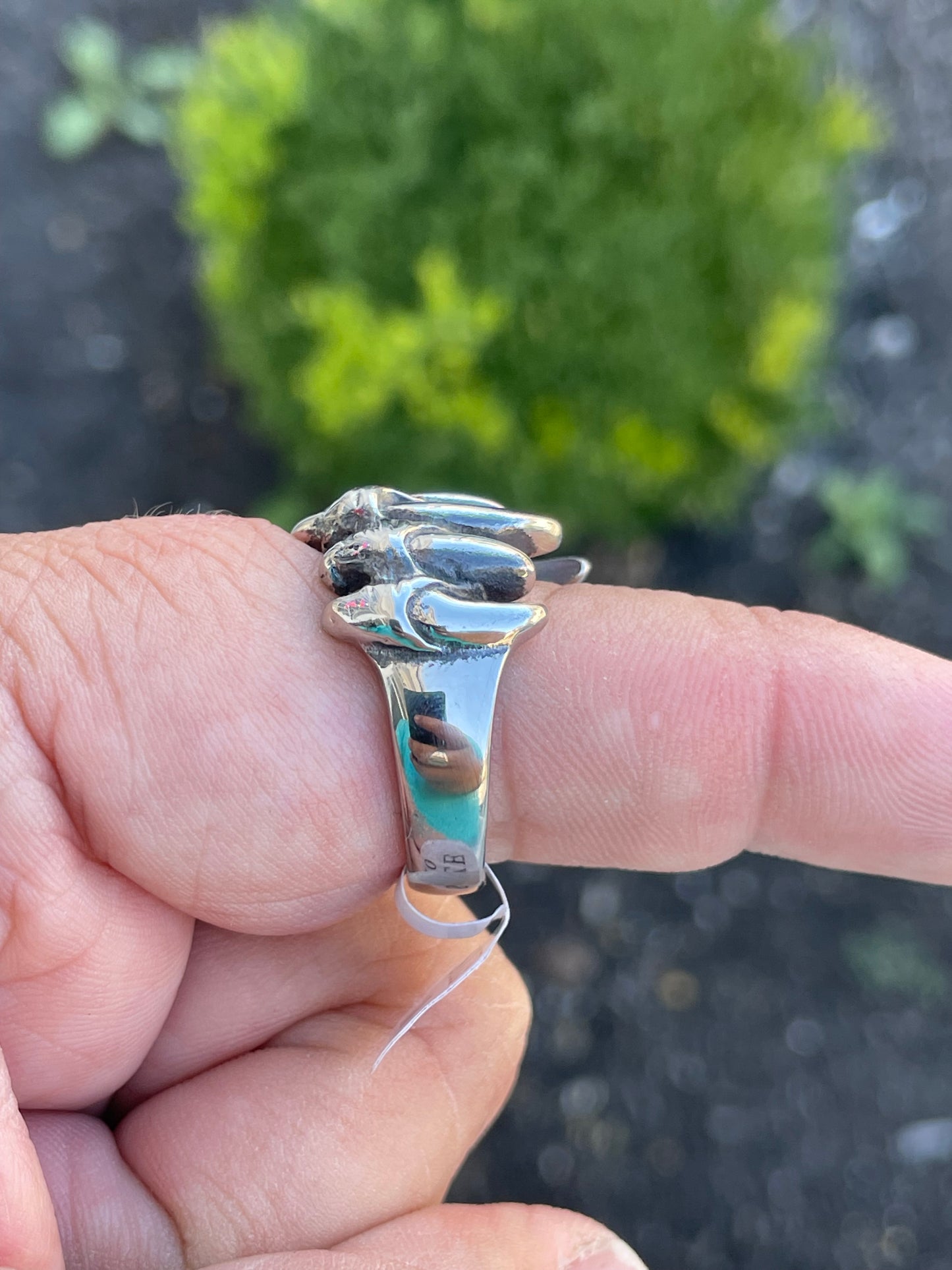 Stainless Steel Wolf Fangs Teeth Ring Size 9