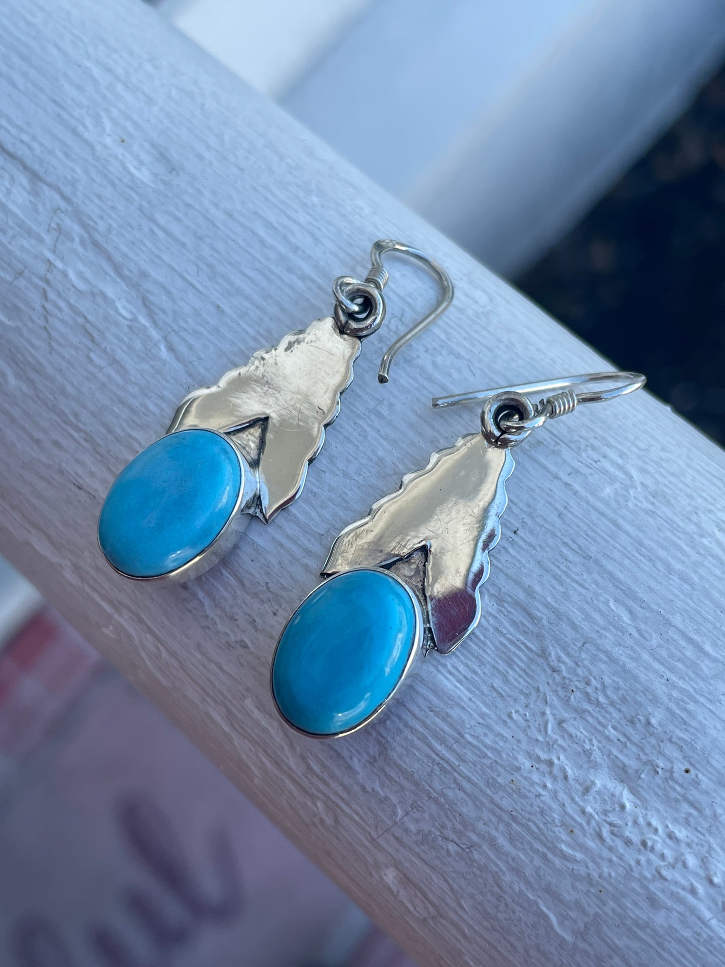 925 Sterling Silver Dangle Turquoise Earrings