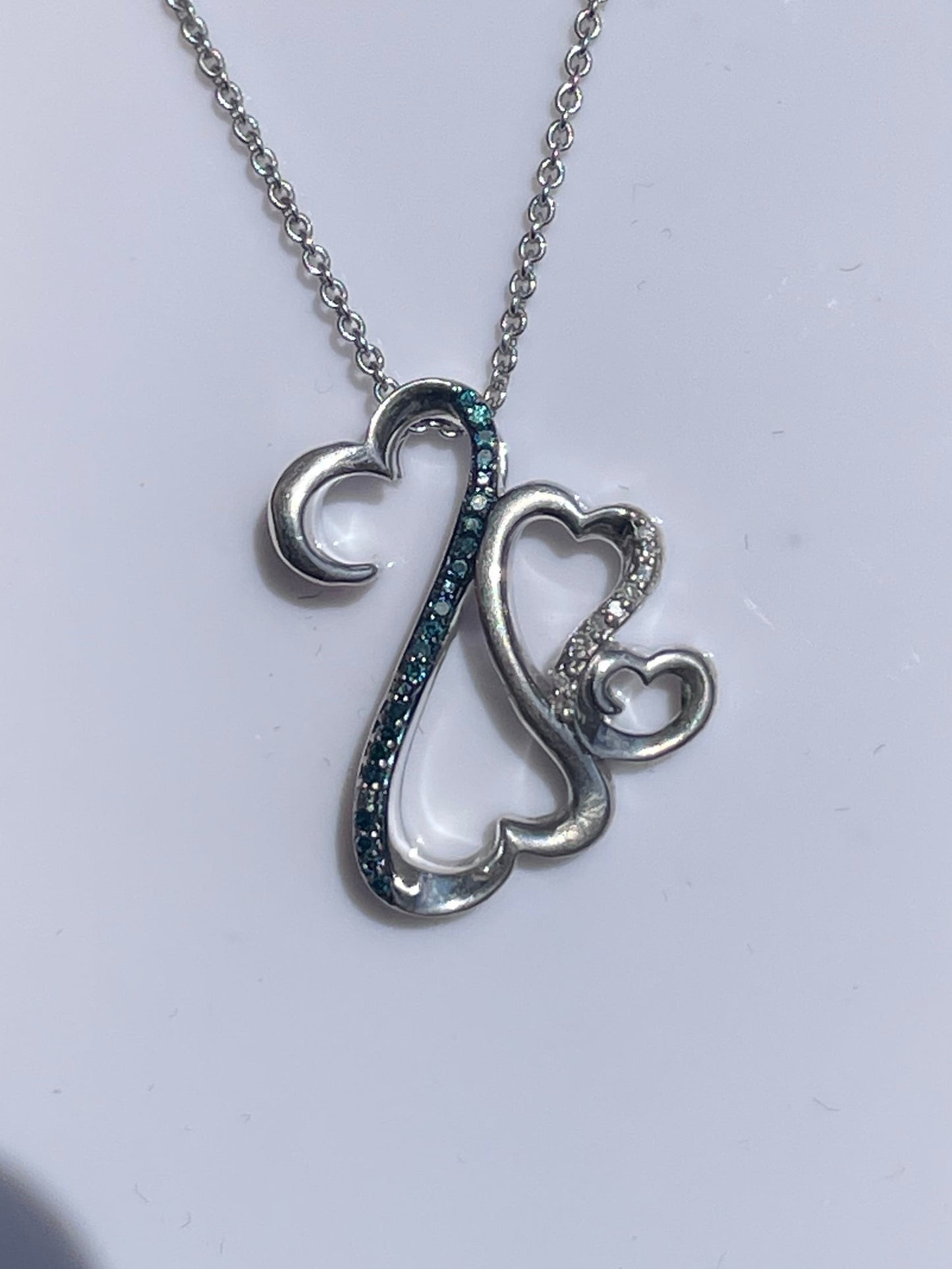 925 Sterling Silver Jane Seymour Open your Heart Diamond Necklace