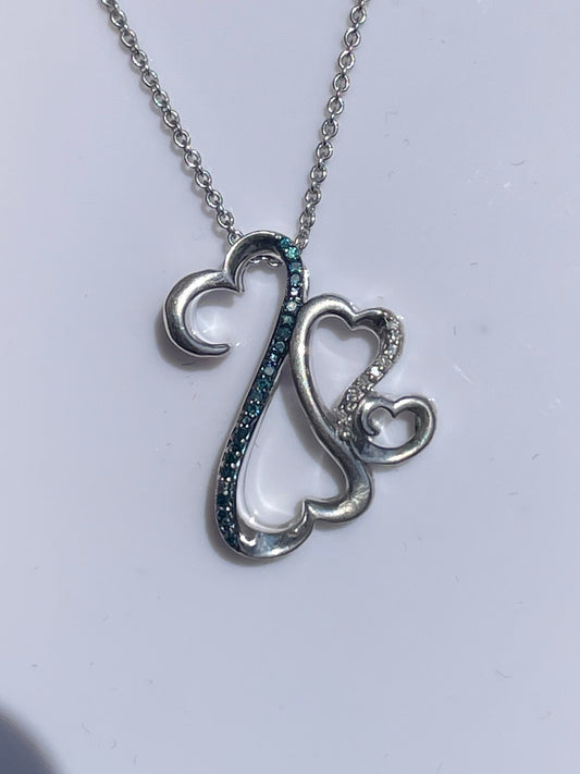 925 Sterling Silver Jane Seymour Open your Heart Diamond Necklace