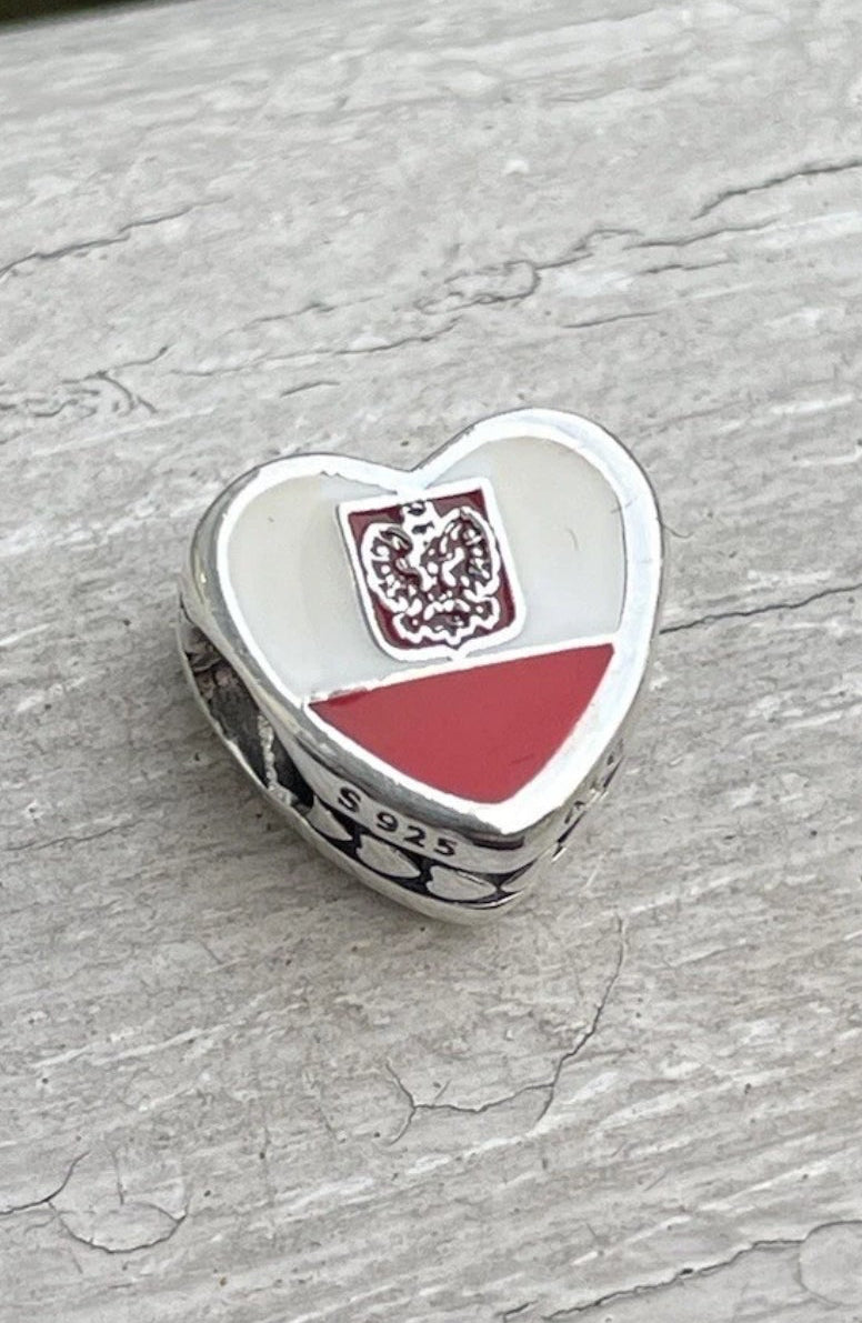 Pandora Country of Poland Exclusive Flag Heart Charm