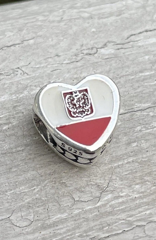 Pandora Country of Poland Exclusive Flag Heart Charm