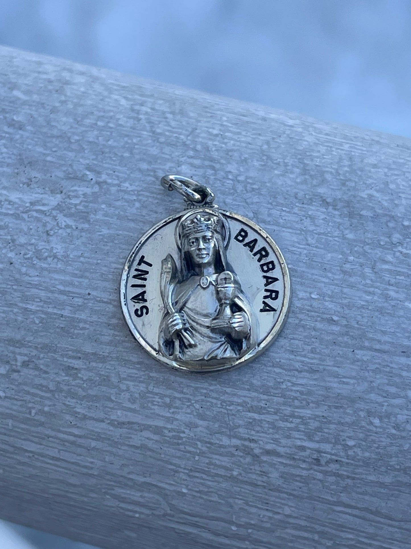 925 Sterling Silver Designer Creed Saint Barbara Pendant Charm
