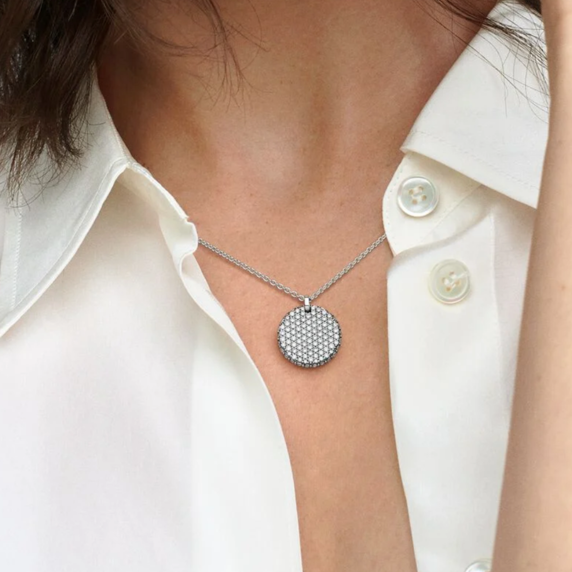 Pandora Timeless Pavé Round Pendant Necklace 392632C01-45