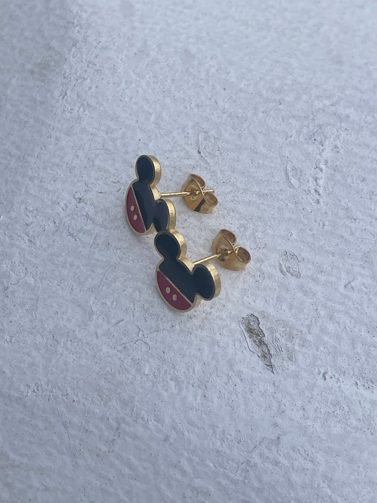 Stainless Steel Mickey Logo Stud Earrings