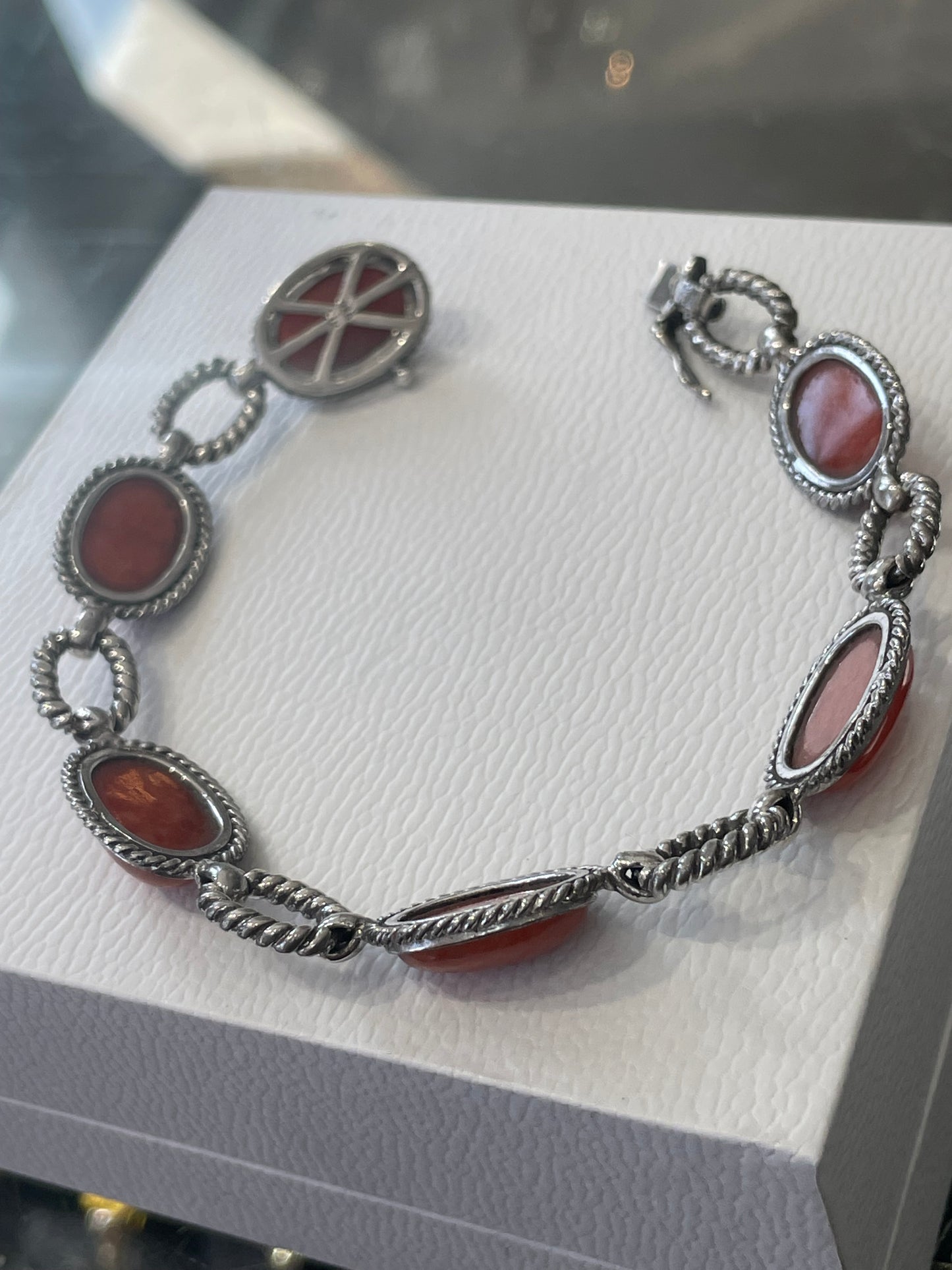 925 Sterling Silver Spiny Oyster Cable Station Bracelet