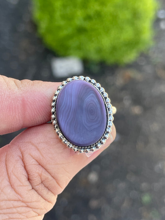 925 Sterling Silver Signet Style Purple Shell Ring Size 8