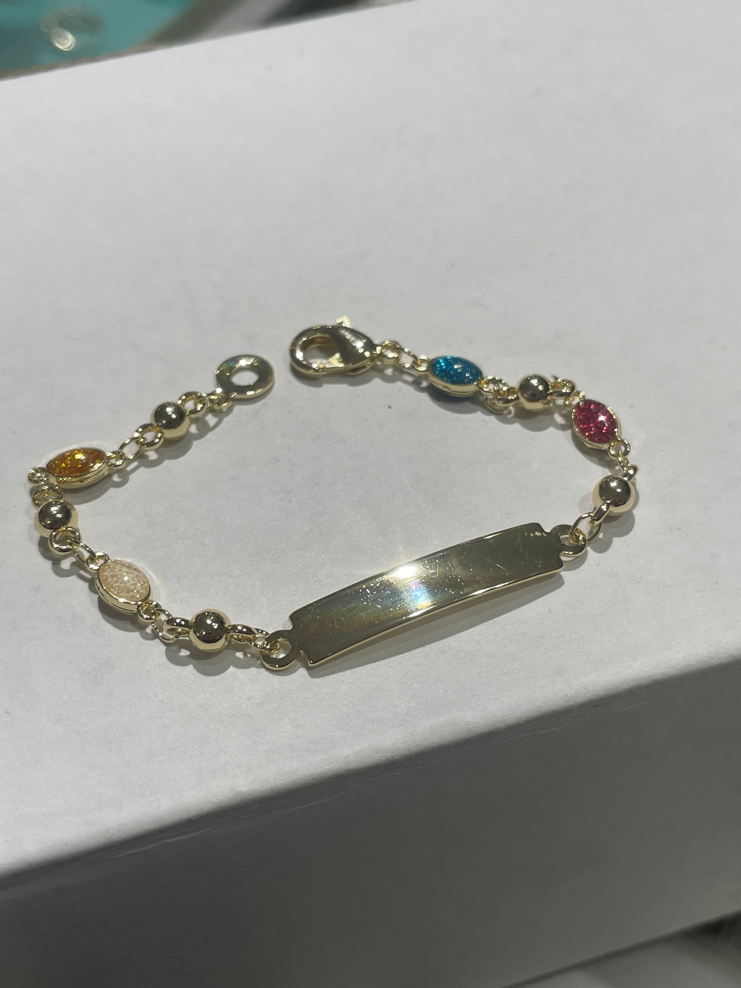 Kids Gold Plated Fancy Color Station ID Bracelet