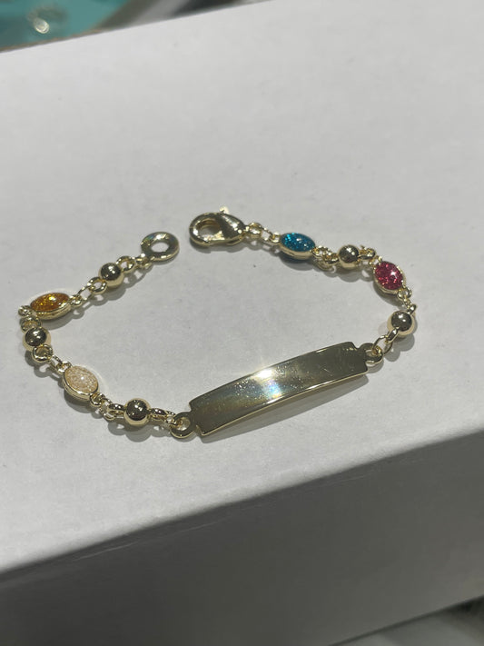Kids Gold Plated Fancy Color Station ID Bracelet