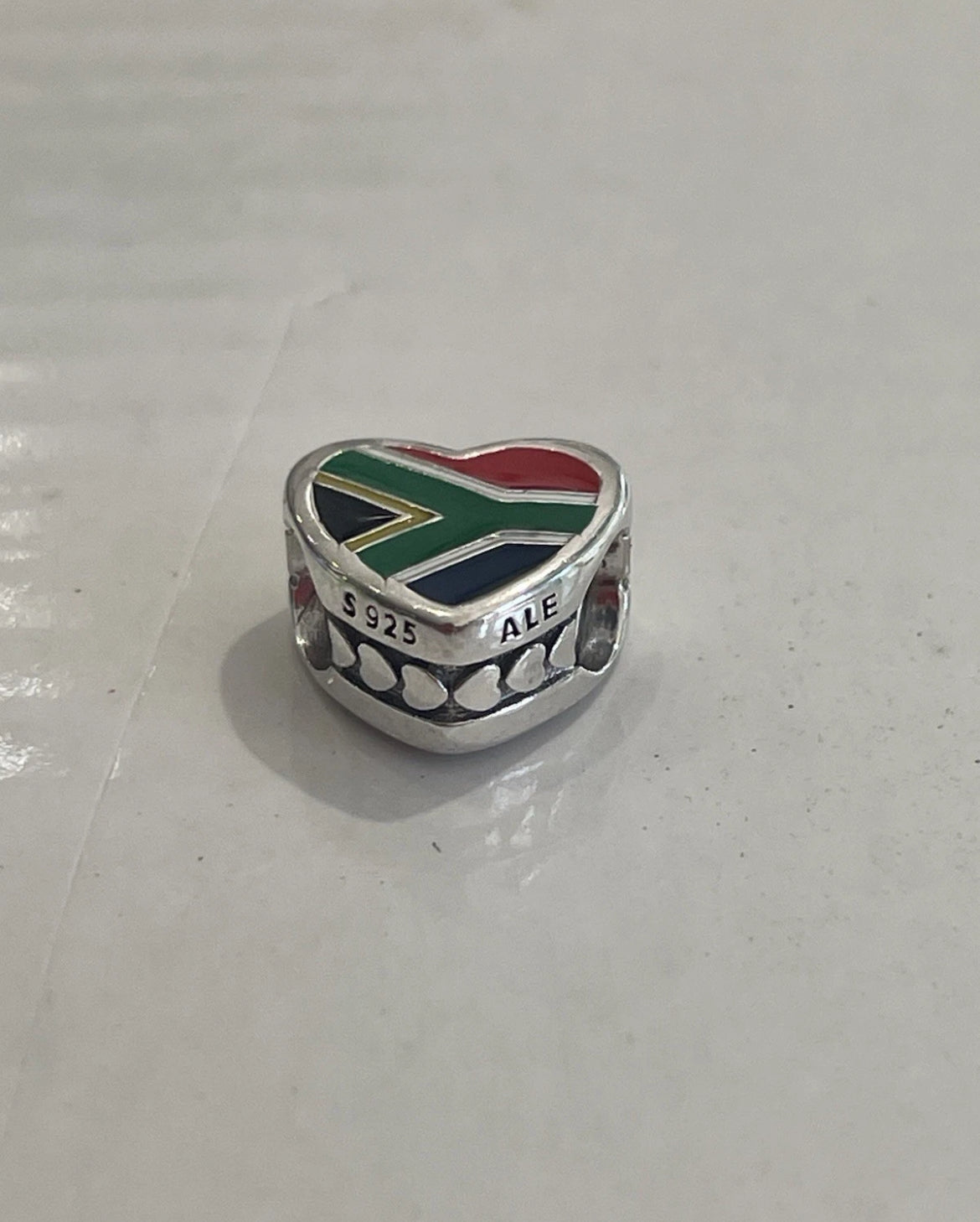 Rare Pandora South Africa Country Exclusive Heart Flag Charm