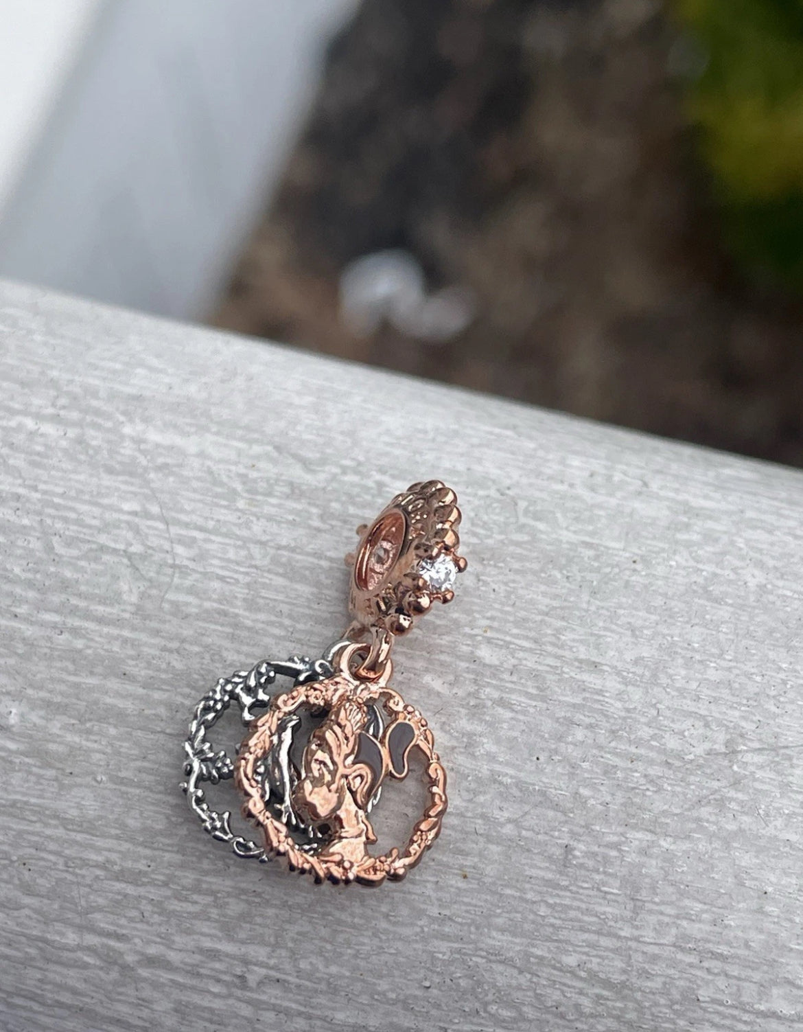 Pandora Disney Princess and the Frog Tiana Portrait Rose Gold Dangle Charm