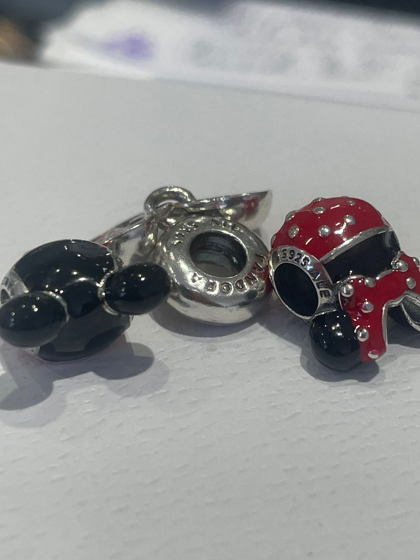 Pandora Disney 3pc Lot Mickey & Minnie Love Heart Set