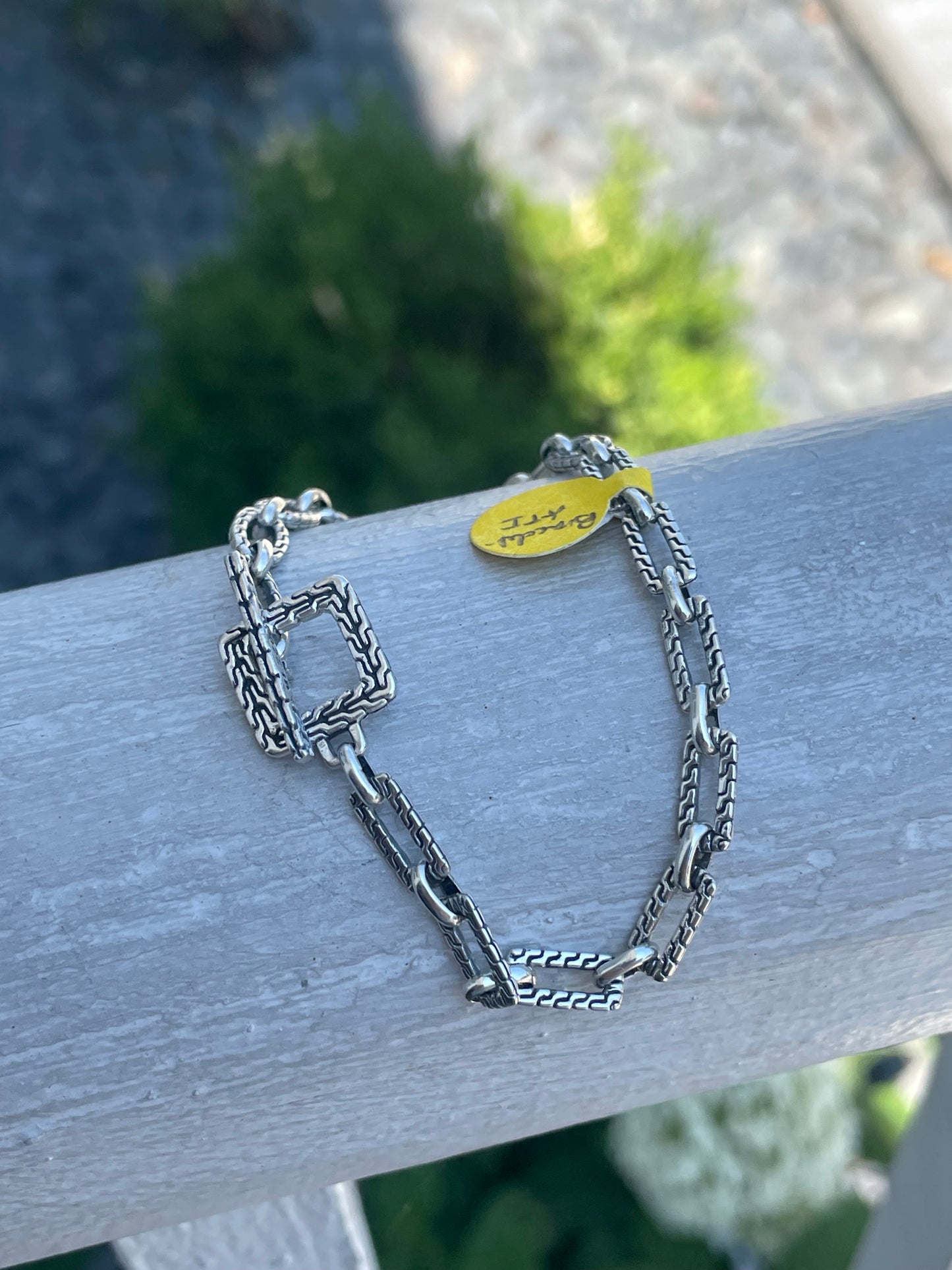 Designer ATR Silver Rectangle Link Toggle Bracelet 7.5”