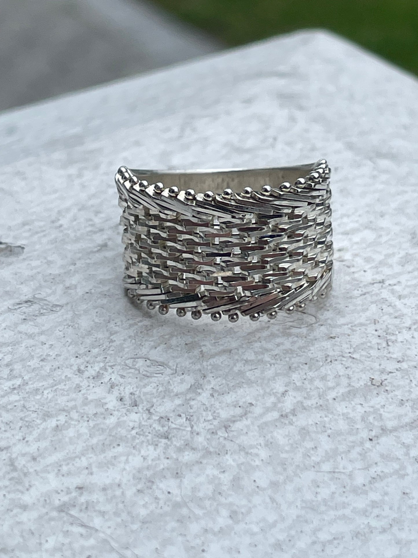 925 Sterling Silver Panther Link Flex Ring Size 8