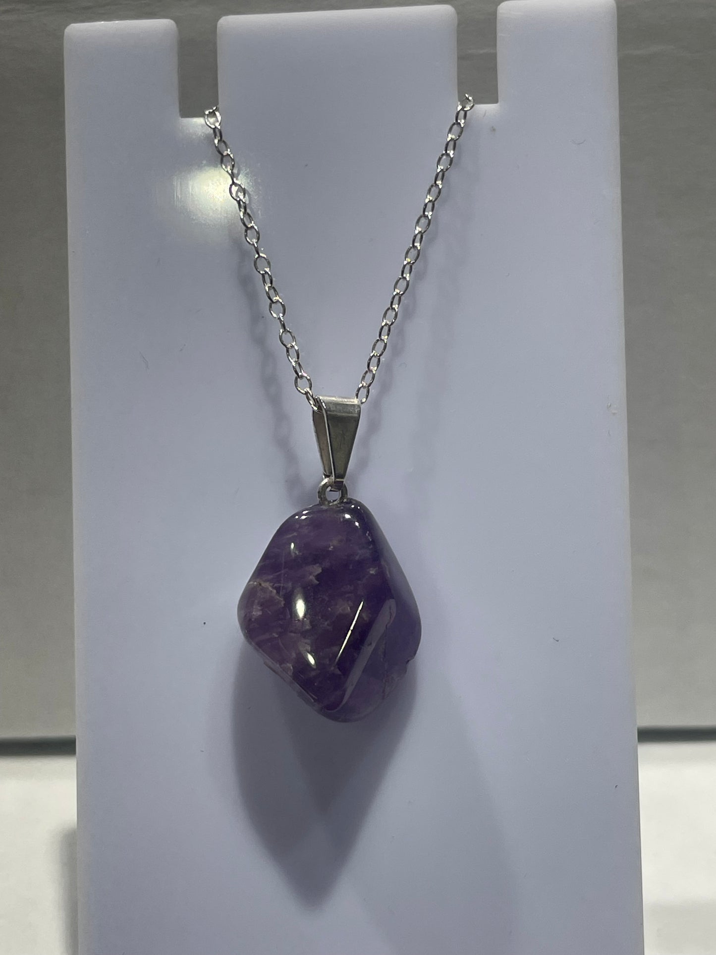 925 Sterling Silver Raw Amethyst Stone Necklace