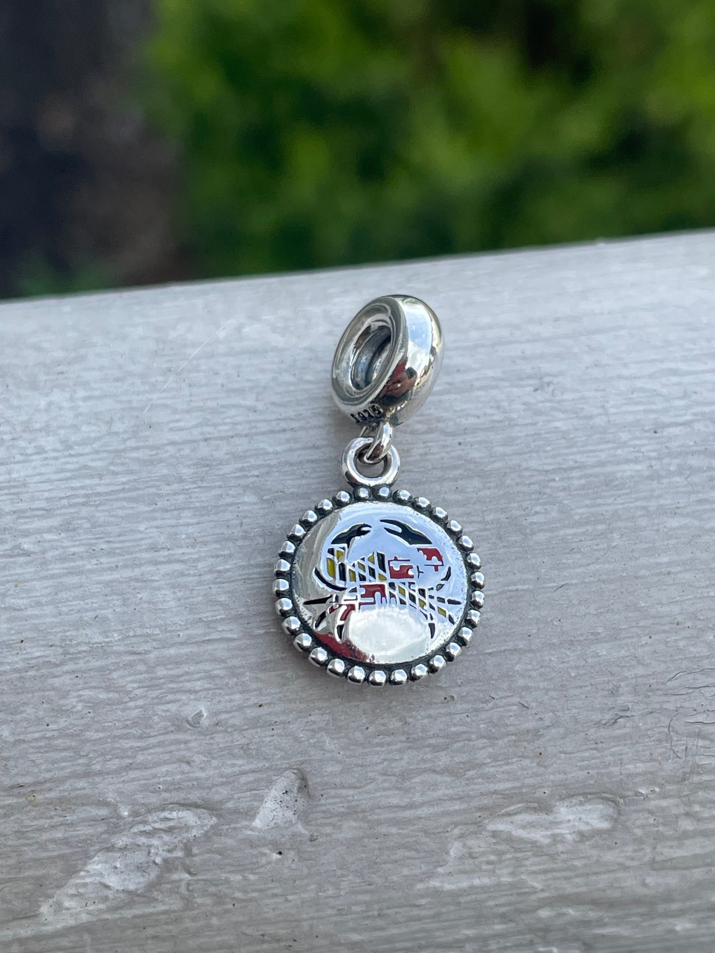 Pandora Ocean City Maryland State Exclusive Crab Flag Logo Travel Destination Dangle Charm