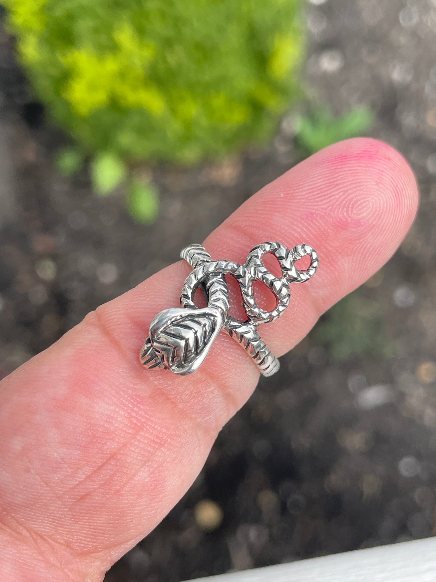 925 Sterling Silver Cobra Snake Ring Size 7