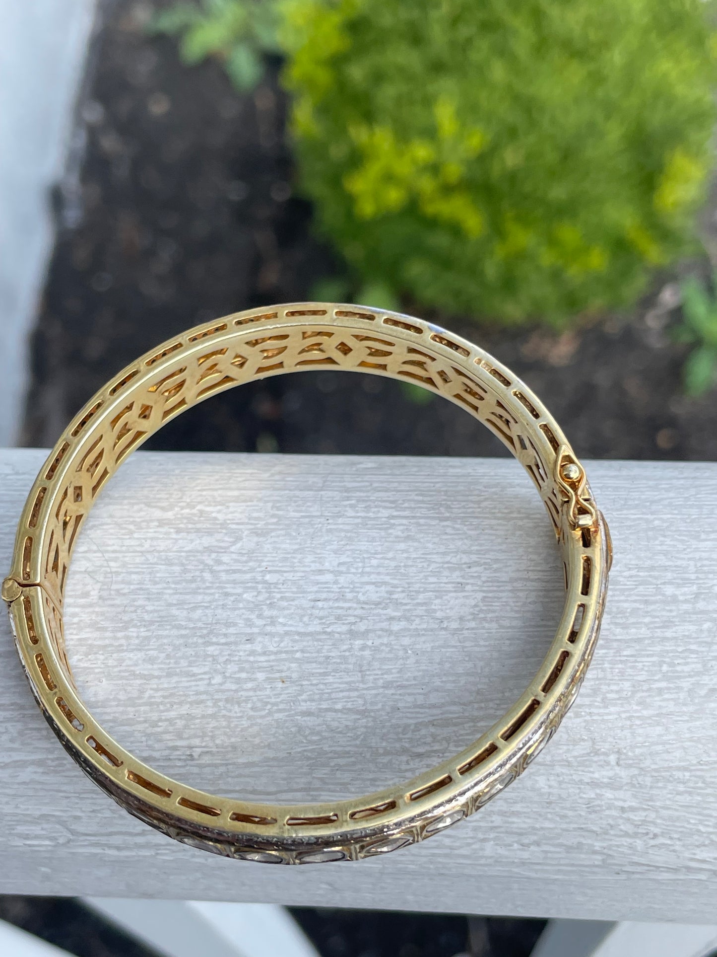 Vermeil 20.00ct Natural Diamond Bangle Bracelet 7”