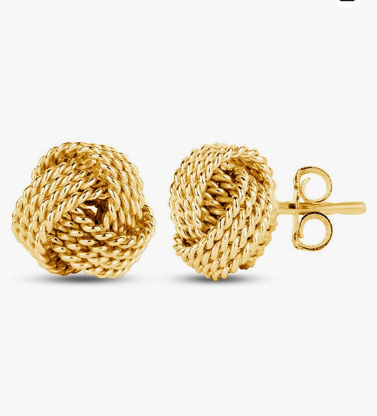 925 Sterling Silver Vermeil Love Knot Stud Earrings