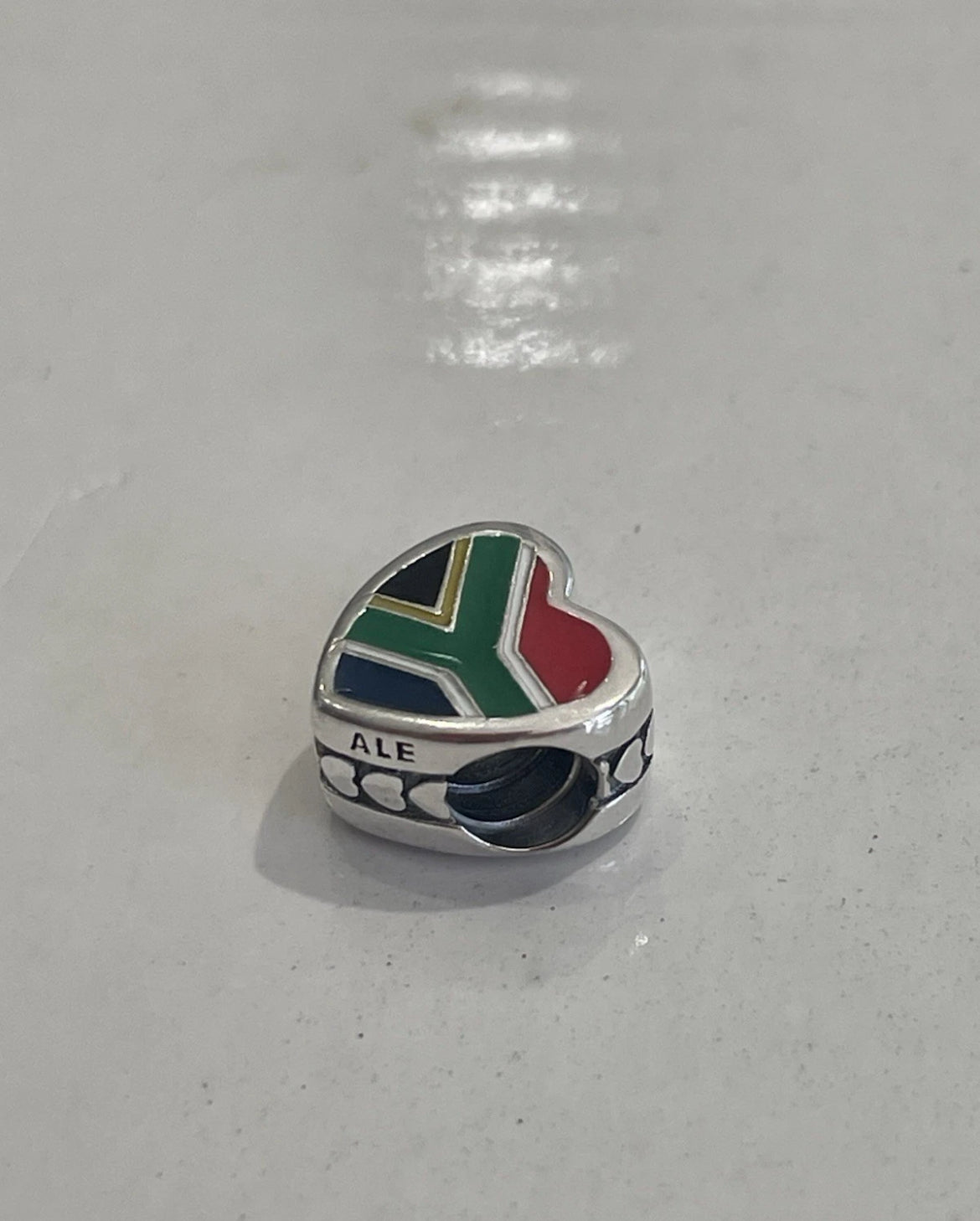 Rare Pandora South Africa Country Exclusive Heart Flag Charm
